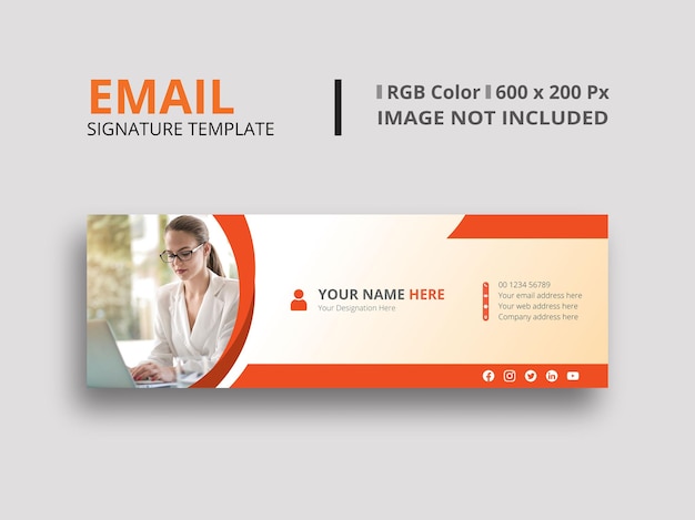 Дизайн подписи электронной почты оранжевого цвета