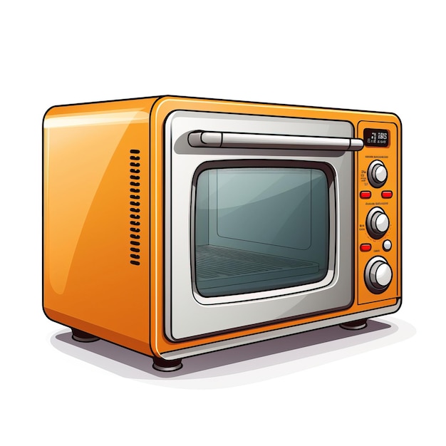 Orange color Microwave cartoon vector white background is