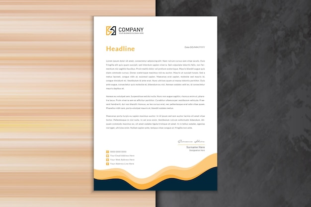 Orange color Modern company letterhead Template Design