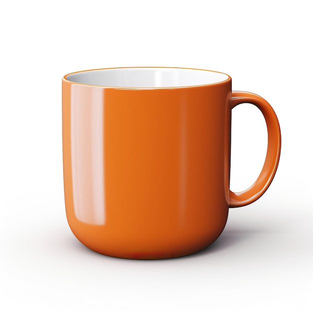 오렌지색 컵 평평한 터 색 배경 고립된 hi