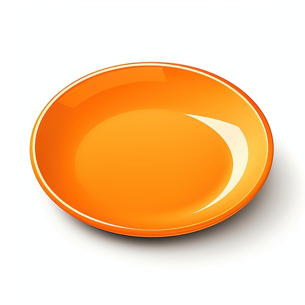 Orange color plate flat vector white background isolated