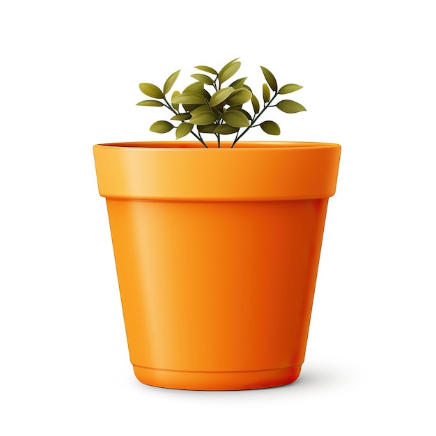 Orange color Pot 3D vector white background isolated high