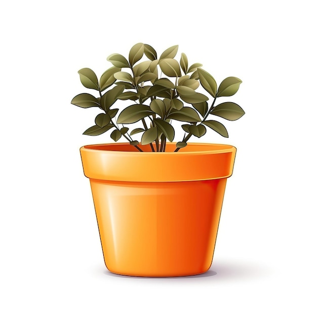 Orange color pot cartoon vector white background isolated