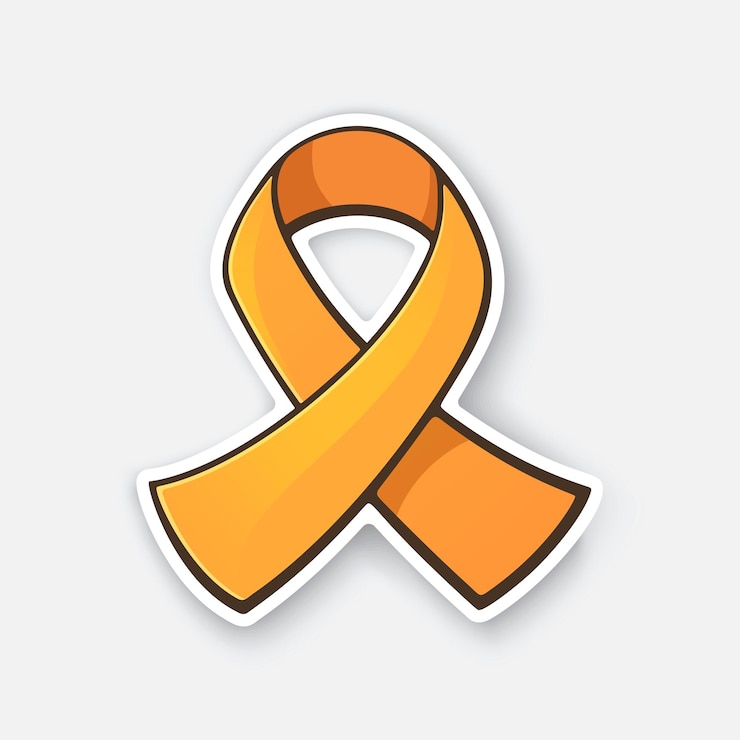 Vector orange color ribbon international symbol of leukemia or multiple sclerosis awareness vector
