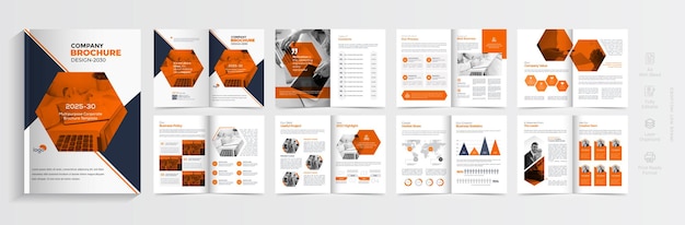 Orange color shape company brochure template layout design