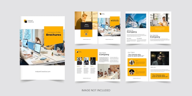 Orange color shape company brochure template layout