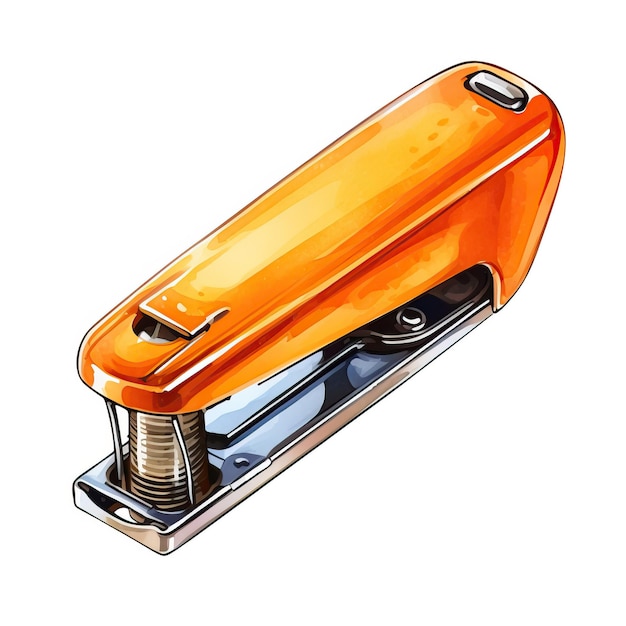 Vector orange color stapler watercolor vector white background i
