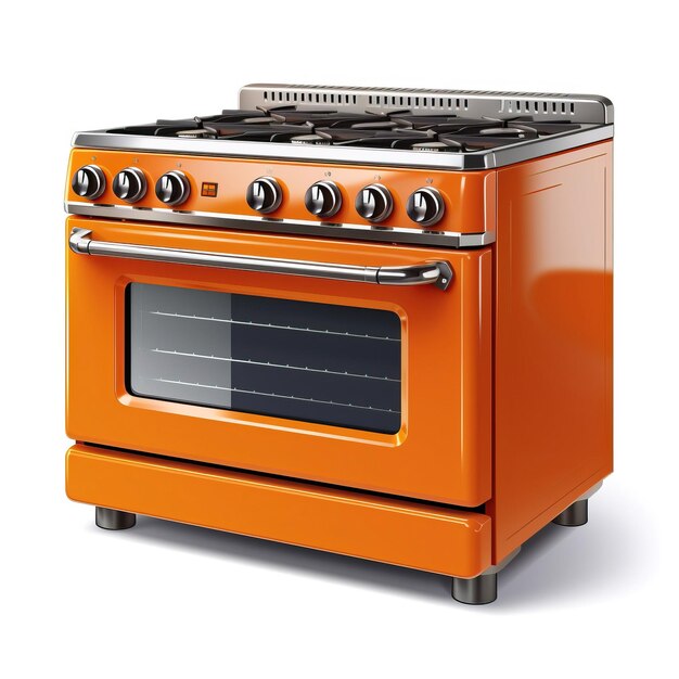 Orange color stove 3d vector white background isolated hi