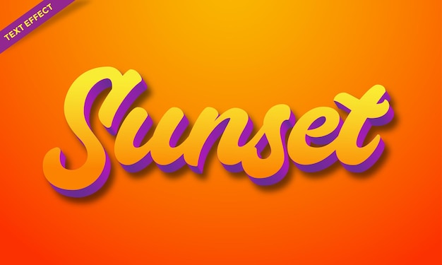 Vector orange color sunset text effect 3d