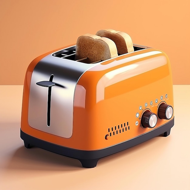 Вектор Оранжевый цвет тостер изометрический вектор белый фон
