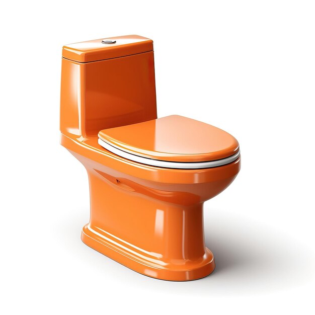 Vector orange color toilet 3d vector white background isolated h