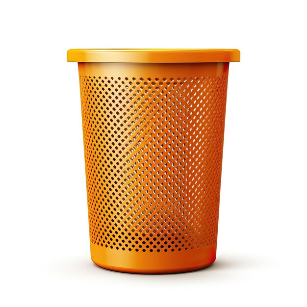 Вектор Оранжевый цвет мусорный бак 3d векторный белый фон изолировать