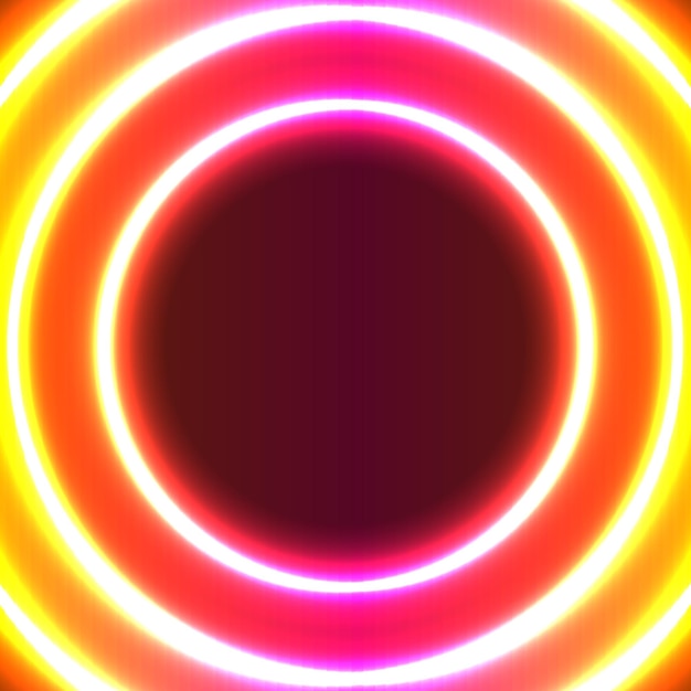 Orange colored neon circles on dark background