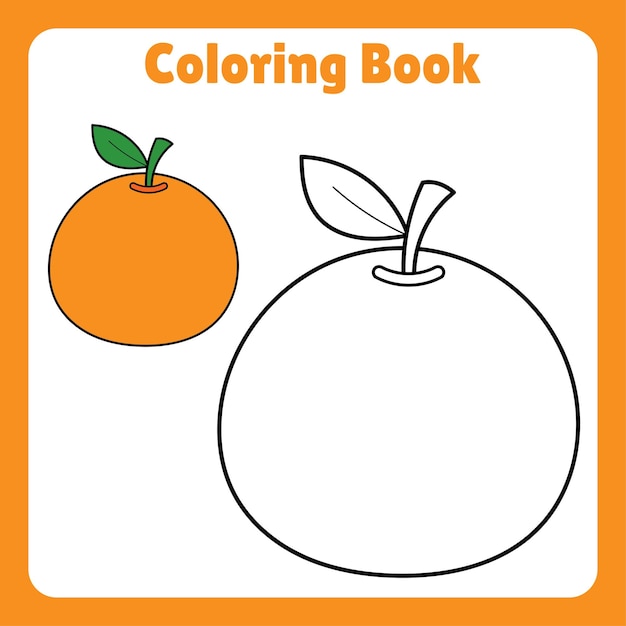 Vector orange coloring book for kids