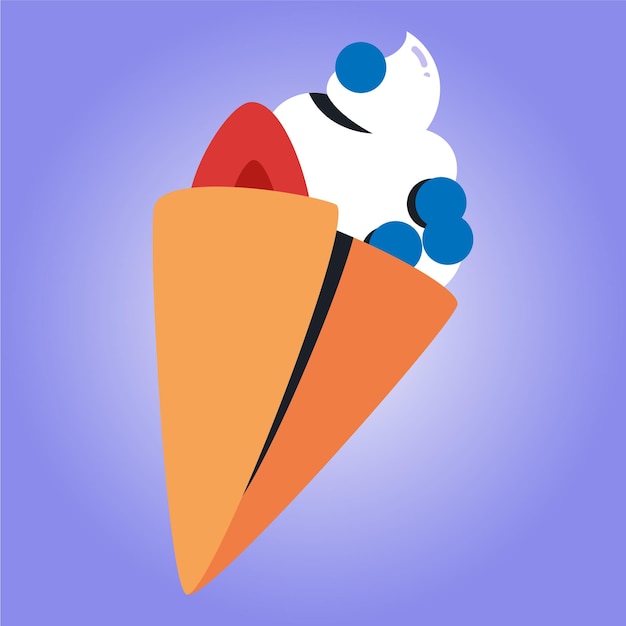 An orange cone with blue berries on it