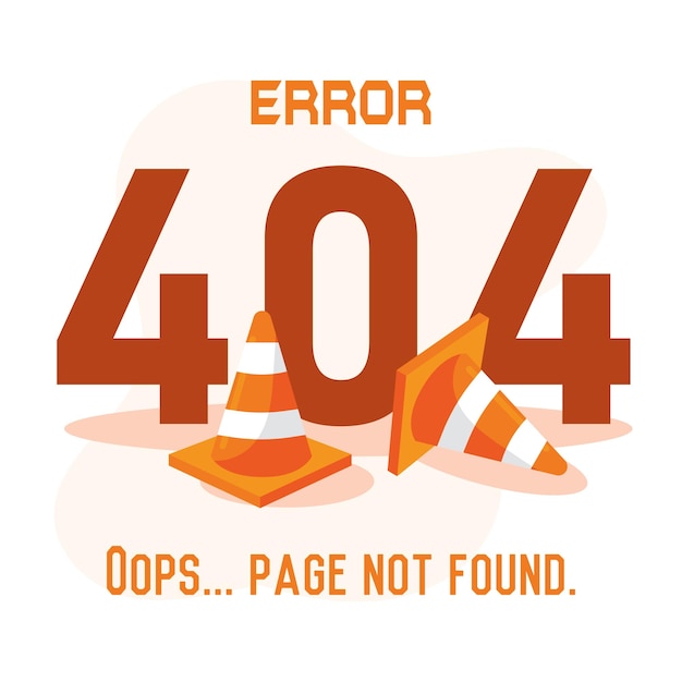 オレンジコーン 404 警告ベクトル