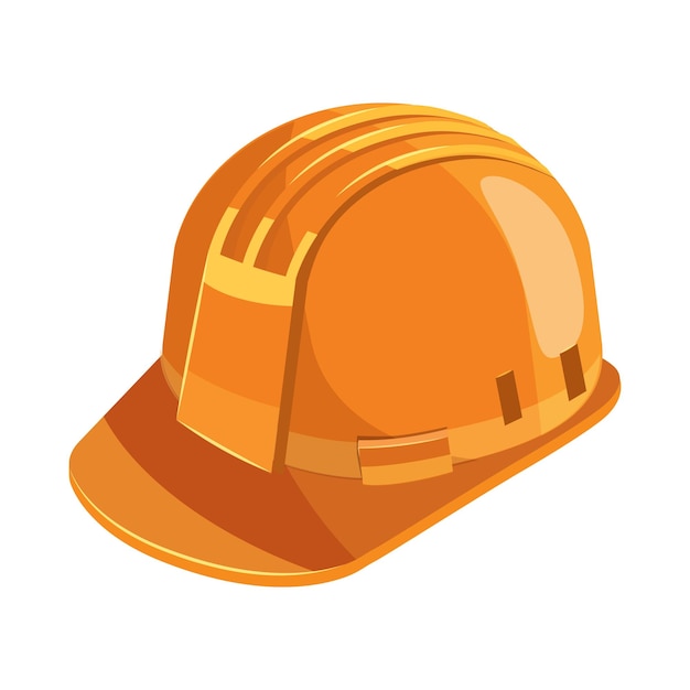 白い背景の漫画スタイルのオレンジ色の建設ヘルメットアイコン