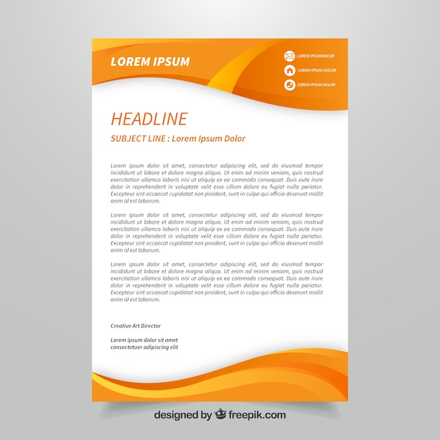 Vector orange corporate brochure with abstract shapes