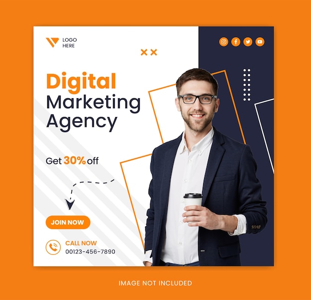 Vector orange corporate social media template design