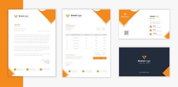 Orange Corporate Stationery design template set vector