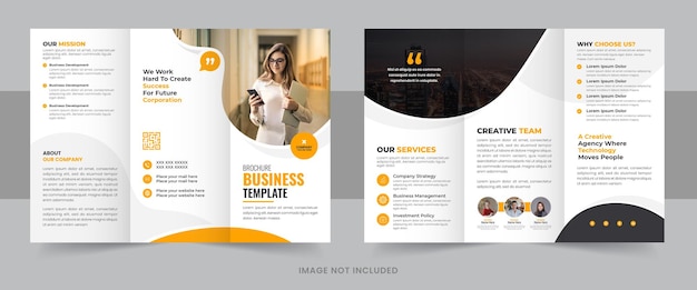 Vector orange corporate trifold brochure template