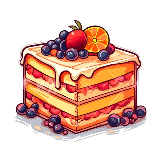 ベクトル オレンジ クランベリー ケーキ漫画のベクトル図