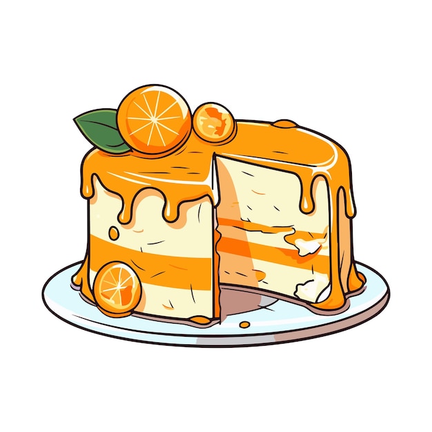 Vettore illustrazione di clip art della torta cremosa arancione