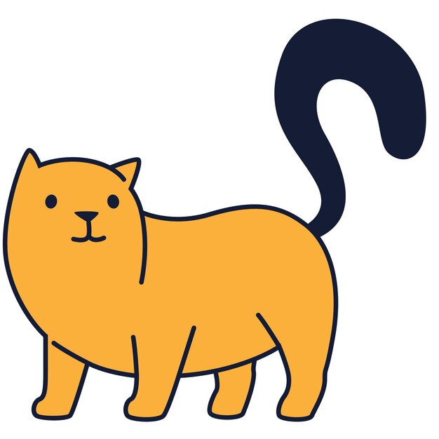 Premium Vector | Orange cute cat with raised tail