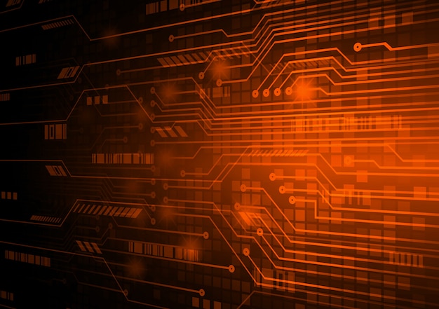 Vector orange cyber circuit future technology concept background