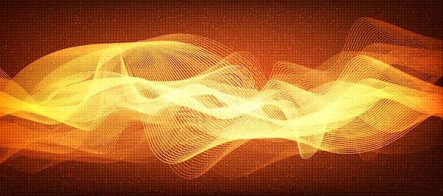 Vector orange digital line sound wave background