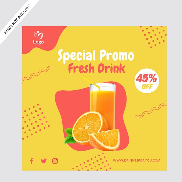 orange drink drink social media promotion instagram post design template