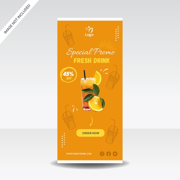 orange drink roll up banner store promotion design template