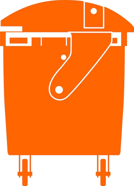 Orange dumpster icon in flat style vector illustration