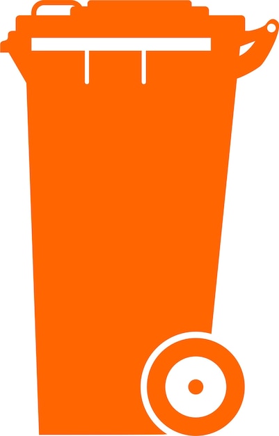Оранжевая икона мусорного контейнера в векторной иллюстрации плоского стиля