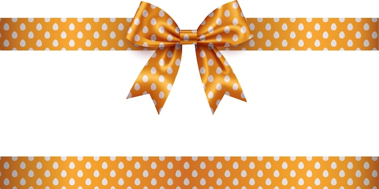 Vector orange easter bow and ribbon with eggs pattern