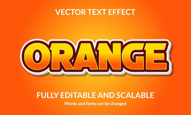 Vector orange editable 3d text effect