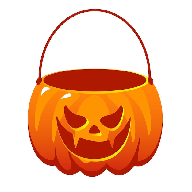 Orange emply pumpkin basket Vector Happy Halloween illustration