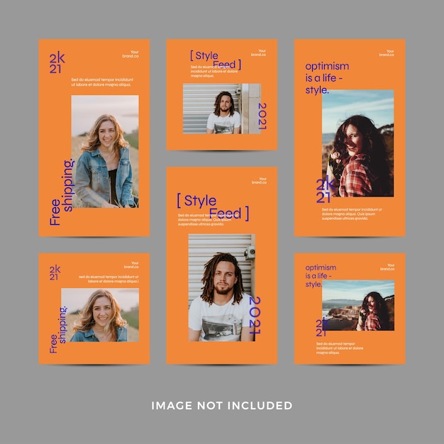 Orange Fashion Social Media Post &amp; Stories Template