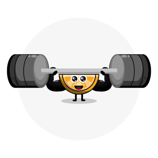 Orange fitness cute character logo
