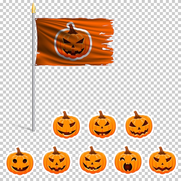 Vector the orange flag of halloween on a pole.