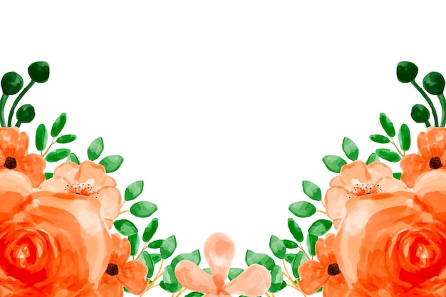 Orange flower background with watercolor