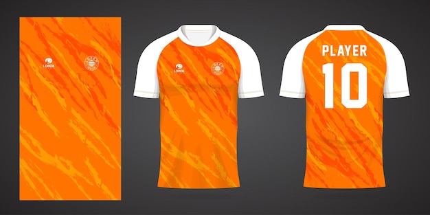 Vettore modello di design sportivo maglia da calcio arancione