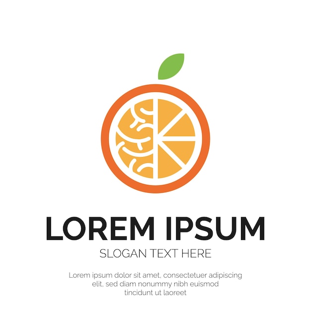 Orange fruit and brain logo design