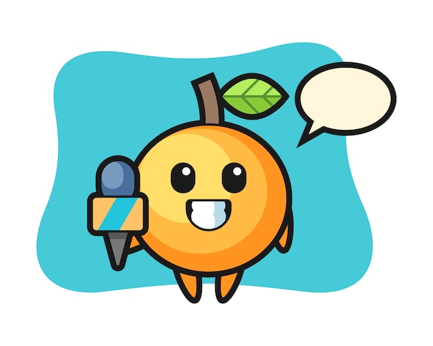 Orange fruit cartoon as a news reporter