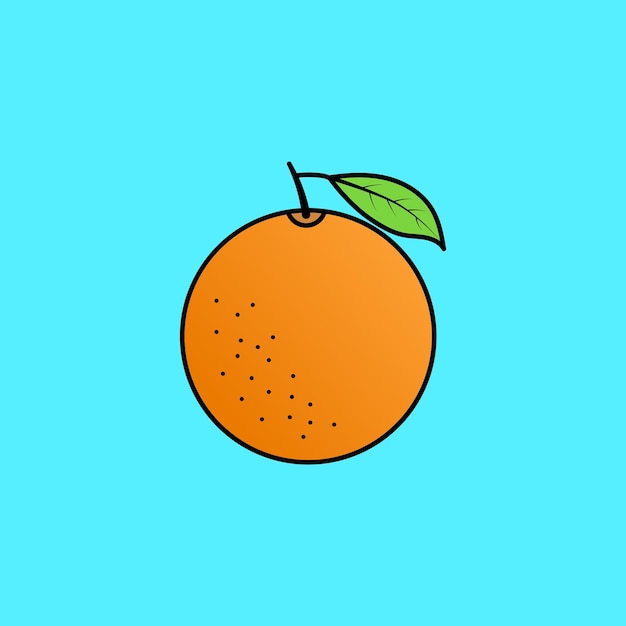 Orange fruit cartoon style flat vector illustration