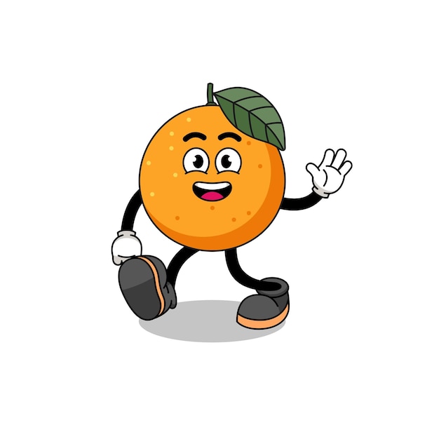 Orange fruit cartoon walking character design