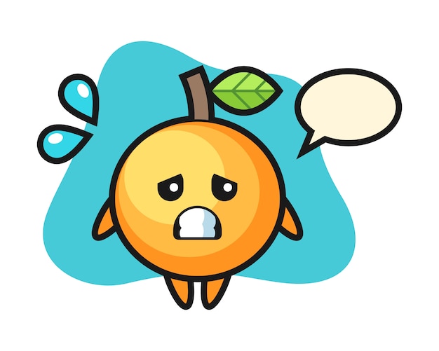 Orange fruit cartoon with afraid gesture