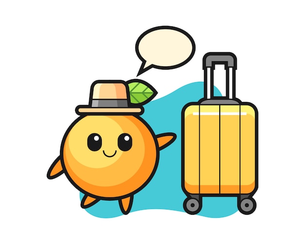 休暇中に荷物とオレンジ色の果物の漫画