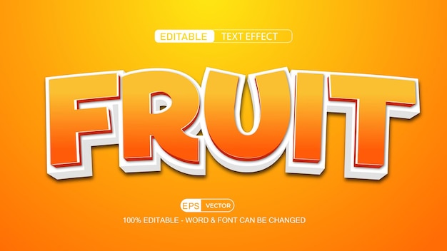 Orange Fruit Editable Text Effect Vector 3d style