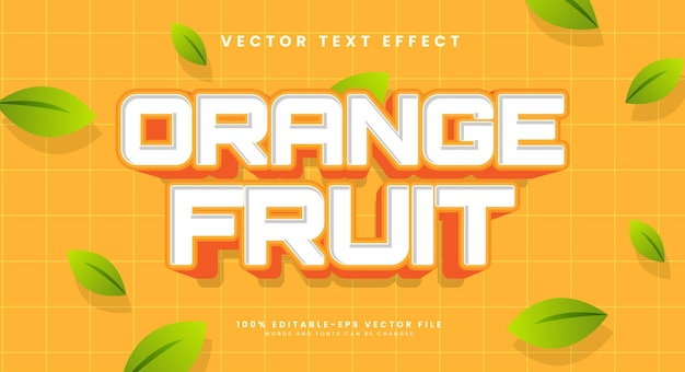 Vettore effetto di stile di testo edibile a frutta arancione effetto di testo vettoriale con un colore arancione minimalista